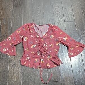 Hippie Laundry Floral Ruched Blouse